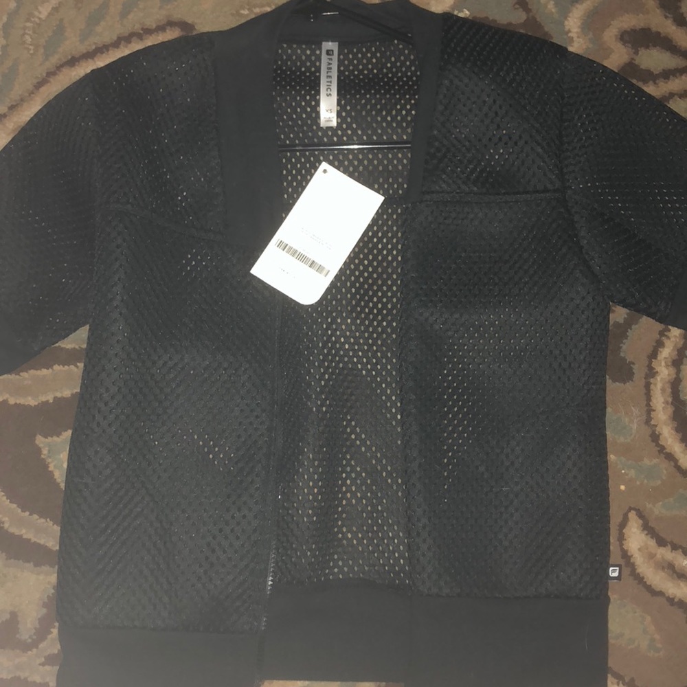 brand new black mesh fabletics zip up